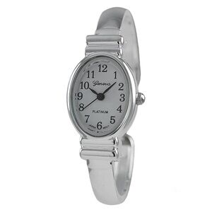 Silver small size oval face Geneva women’s bangle cuff